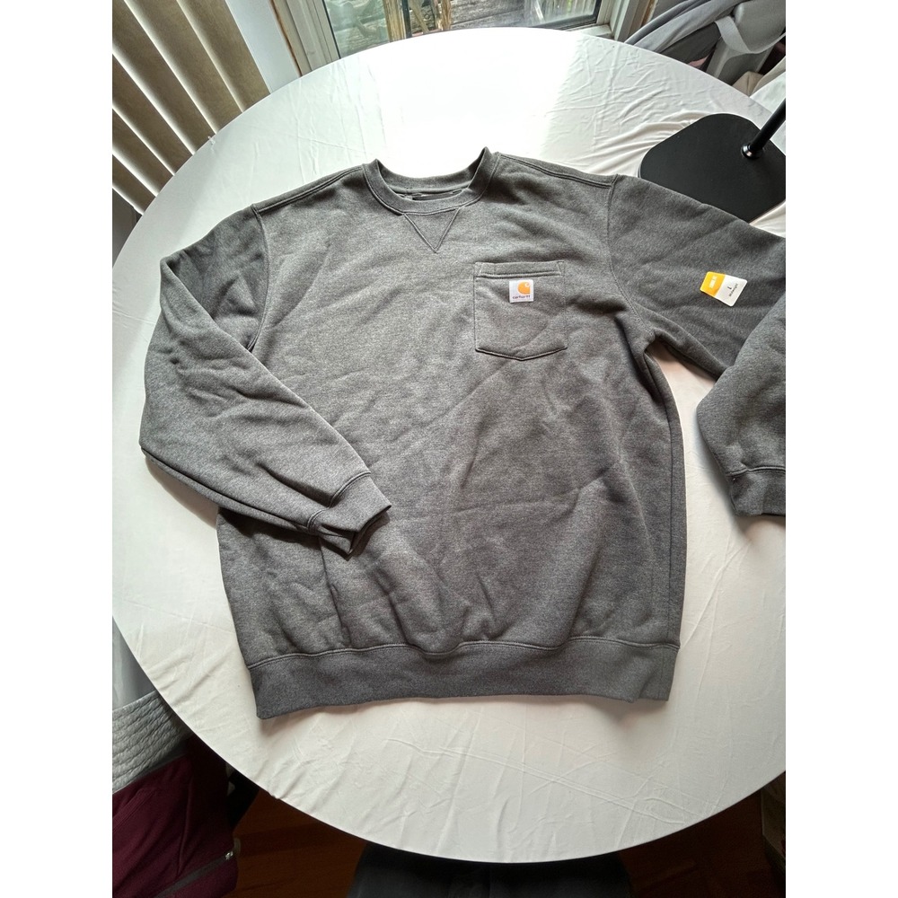 Carhartt Mens Loose Fit Midweight Crewneck Pocket Sweatshirt Gray 103852-026 L